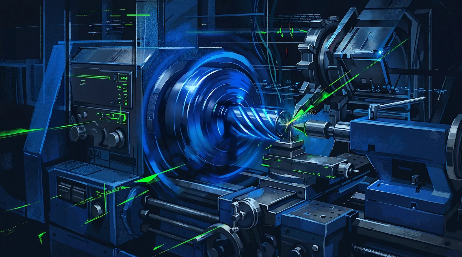 Abstract image of a lathe